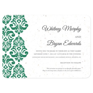 These Classic Damask Plantable Wedding Invitations will grow flowers when planted.
