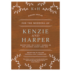 Grow a garden of wildflowers with these Classic Wood Grain Plantable Wedding Invitations.