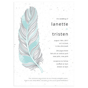 Your guests will be able to grow their own flowers with these Feather Plantable Wedding Invitations.