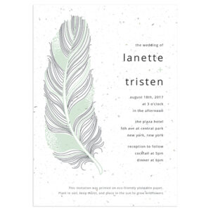 Your guests will be able to grow their own flowers with these Feather Plantable Wedding Invitations.