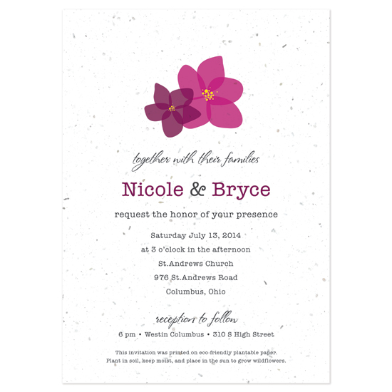 Grow flowers with these Modern Duo Plantable Wedding Invitations.