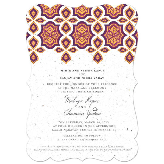 Your guests can plant these Indian Motif Plantable Wedding Invitations to grow beautiful wildflowers.