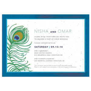 Your guests can plant these Peacock Plantable Wedding Invitations to grow a pot of colorful wildflowers.