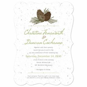 These eco-friendly Pinecone Plantable Wedding Invitations are made using post-consumer materials, and will leave no waste behind!