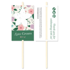 Give a plantable flower gift to celebrate your growing love with these beautiful Wildflower Planting Stick Wedding Favors.