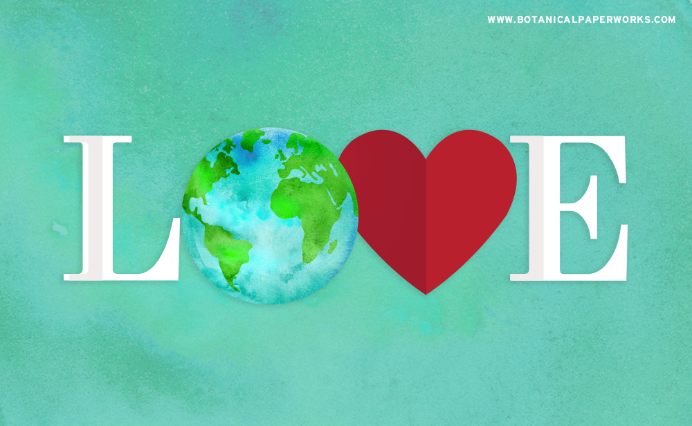 Love graphic with Earth and heart