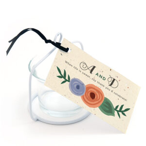 A fantastic way to give guests an additional gift along with their wedding favors, these Romantic Floral Seed Paper Favor Tags can be planted to grow wildflowers after the event.