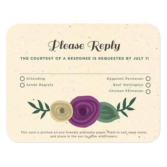These stylish Romantic Floral Seed Paper Reply Cards are made with 100% biodegradable materials and can be planted to grow wildflowers.