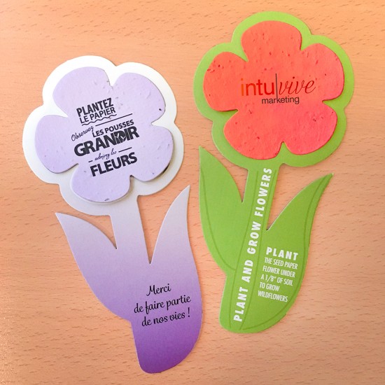 Perfect for fresh spring and summer promotions, these Rounded Flowers With Plantable Shape are a great way to grow brand awareness in a fun and unique way.