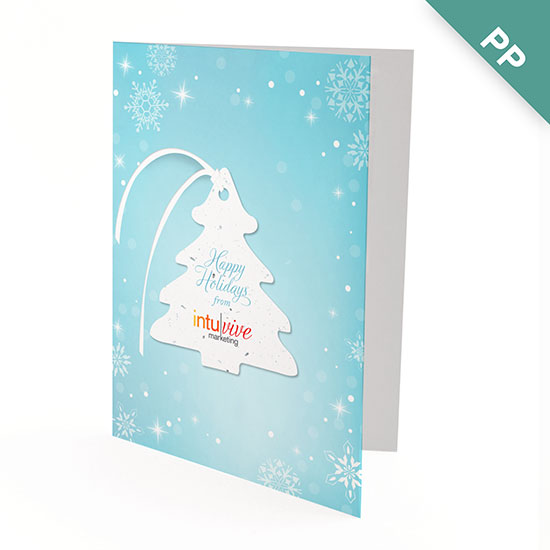 Celebrate the season with these Winter Tree Ornament Business Holiday Cards. They're a card that will share your holiday greetings and a gift that grows!