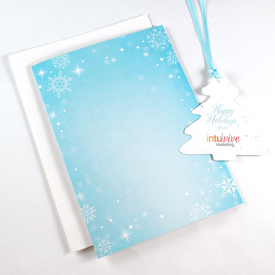 Celebrate the season with these Winter Tree Ornament Business Holiday Cards. They're a card that will share your holiday greetings and a gift that grows!