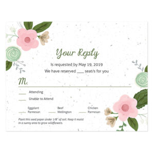 These illustrated Rustic Floral Seed Paper Reply Cards are decorated with pretty floral elements and will grow into real flowers!