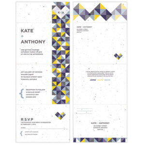 These Geometric Seal and Send Wedding Invitations are colorful, fun and eco-friendly too!