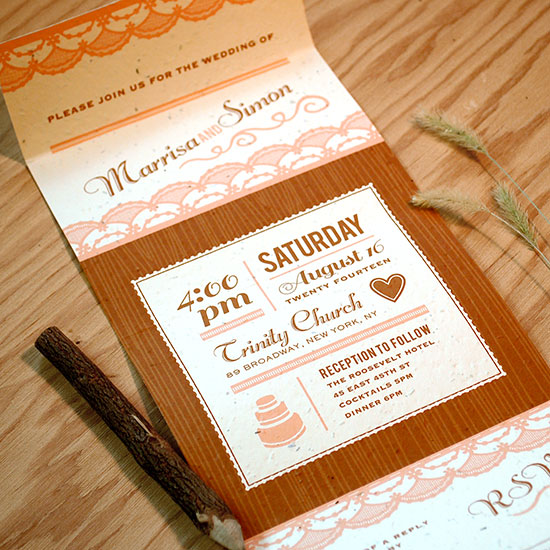 Add a touch of country charm with these Seal and Send Wedding Invitations that are fully plantable and required NO envelopes.