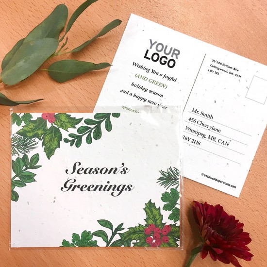 Give the gift of fresh and tasty herbs along with green holiday greetings with these budget and earth-friendly plantable holiday postcards.