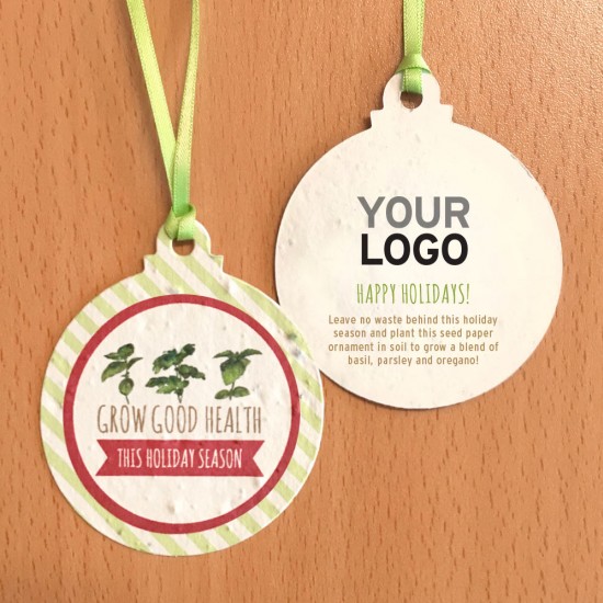 Fun and festive, the Grow Good Things Seed Paper Ball Ornaments will show your commitment to corporate sustainability while spreading holiday cheer and tasty herbs with clients and colleagues.