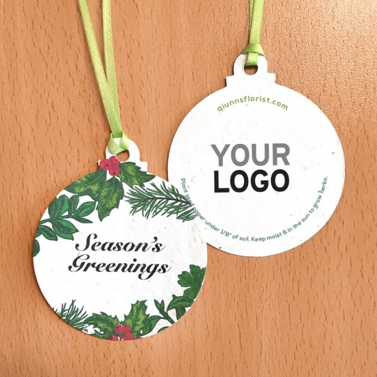 Send Season's Greenings and the gift of herbs to plant and enjoy with these unique holiday ornaments that are embedded with NON-GMO herb seeds.