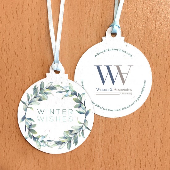 Eco-friendly and elegant, these seed paper holiday ornaments are a wonderful giveaway for all kinds of businesses during the holiday season.