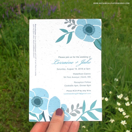 Blue Floral Free Printable Wedding Invitations
