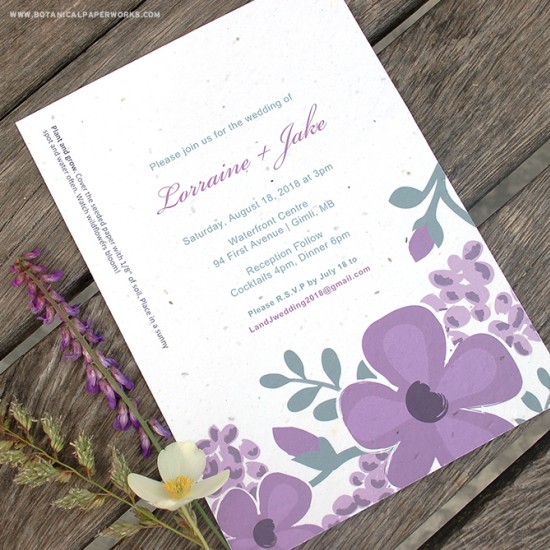 Lavender Floral Free Printable Wedding Invitations