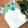 Mint Floral Free Printable Wedding Invitations