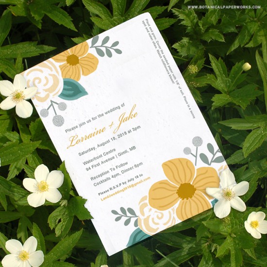 Yellow Floral Free Printable Wedding Invitations