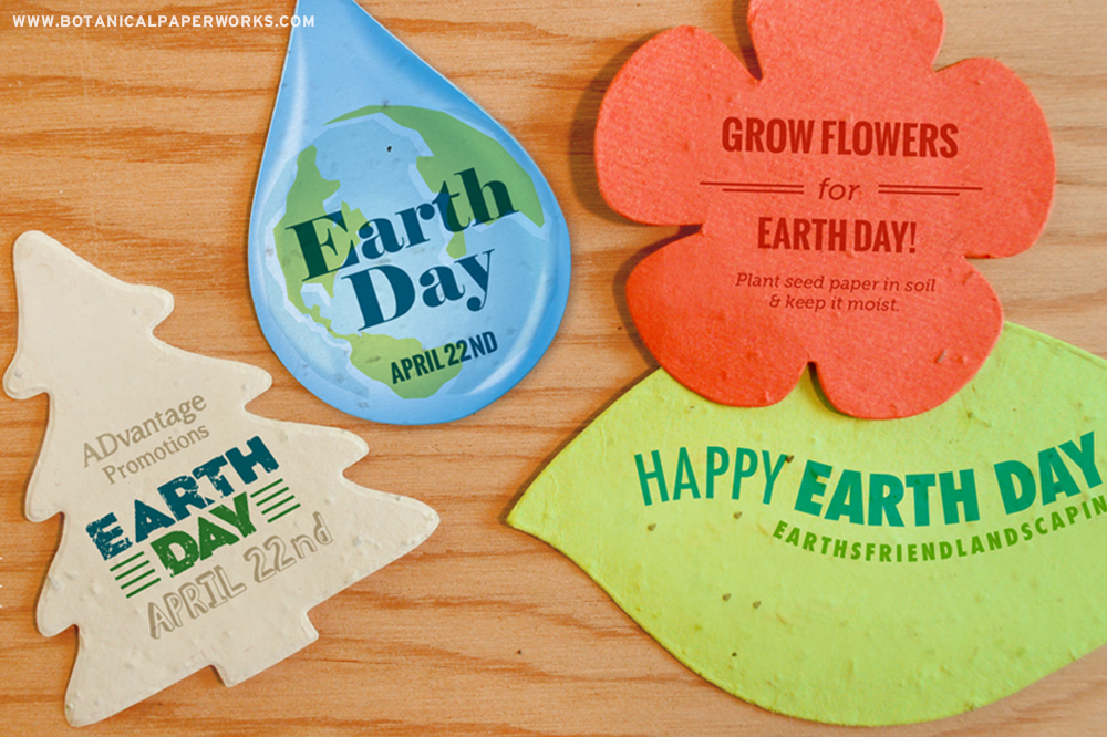 Easy, affordable and eco-friendly, Seed Paper Printed Shapes are a great way to showcase your eco-commitment this Earth Day in a creative and colorful way.