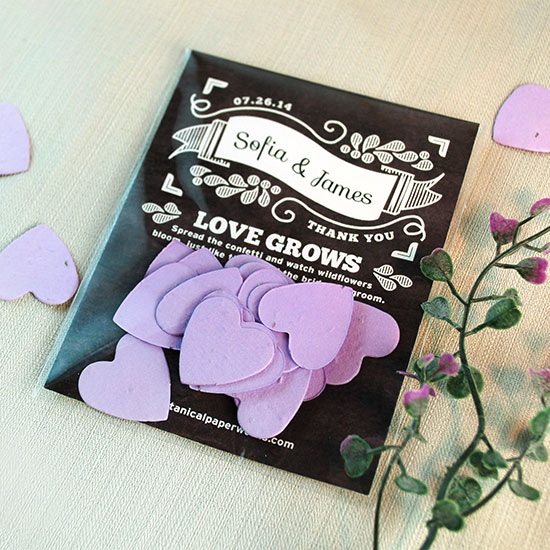 Guests will appreciate the flowers these Chalkboard Heart Confetti Seed Paper Wedding Favors will grow when planted.