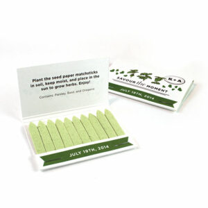 Plant the sticks of seed paper in these Herb Seed Paper Matchbook Seed Paper Wedding Favors to grow a garden of edible herbs.