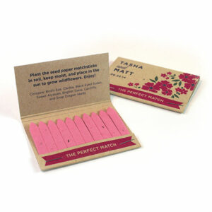 These Rustic Wildflower Seed Paper Matchbook Seed Paper Wedding Favors contain 20 sticks of eco-friendly wildflower seed paper.