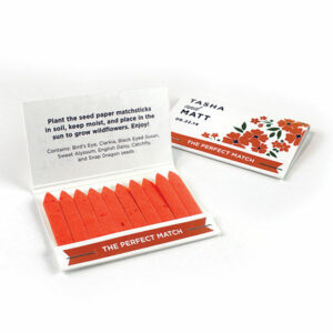 These Wildflower Seed Paper Matchbook Seed Paper Wedding Favors are a garden within a matchbook.
