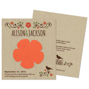 Plant the seed paper flower on these Wildflower Rustic Seed Paper Wedding Favors to grow a beautiful bouquet of wildflowers.