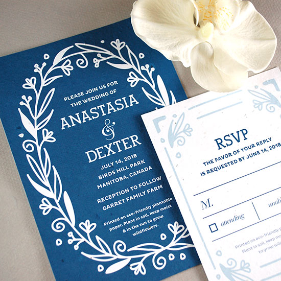 Fancy Vintage Seed Paper Wedding Invitation - Botanical PaperWorks