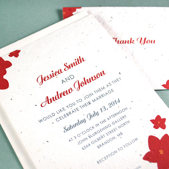 Not only do these plantable wedding invitation have beautiful floral elements in the design but they will actually grow real flowers!