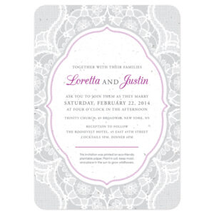 These Romantic Lace Seed Paper Wedding Invitations are eco-friendly.