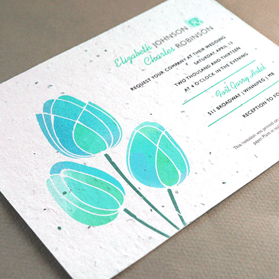 Give and grow flowers with these artistic seed paper wedding invitations.