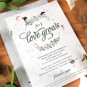 These delicate and elegant Seeds of Love Plantable Wedding Invitations are embedded with wildflower seeds so your guests can plant them and watch your love grow. 