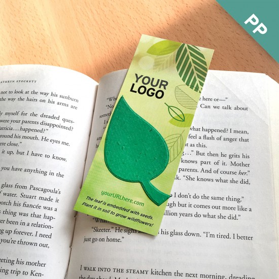 Graphic Leaf Shape Small Eco Bookmarks are both useful and fun because recipients can use the bookmark to mark their page in their favorite books and plant the leaf shape to grow wildflowers.