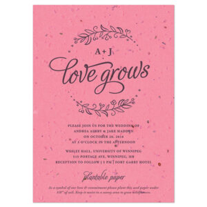 These delicate and elegant Seeds of Love Plantable Wedding Invitations are embedded with wildflower seeds so your guests can plant them and watch your love grow.