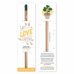 Let love grow with these plantable pencil wedding favors with personalized seed paper sleeves!