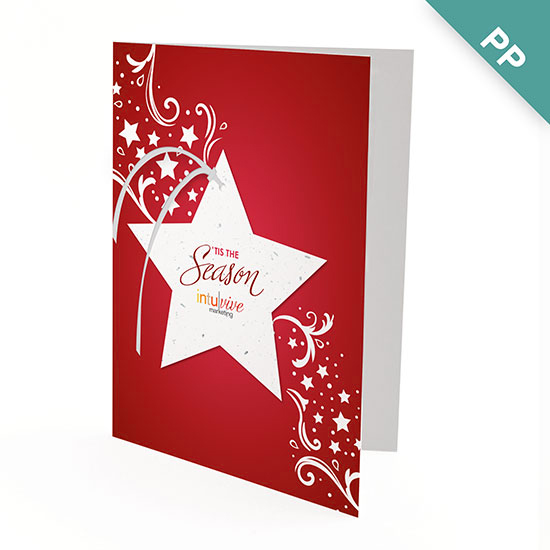 Share a holiday greeting and a gift that grows with clients, staff and colleagues with these Seasonal Star Ornament Business Holiday Cards.