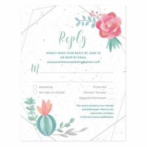 Pair these stylish reply cards with Succulents Seed Paper Wedding Invitations for a trendy, yet eco-friendly look and feel!