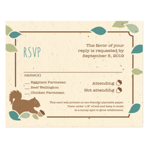 These Rustic Tree Plantable Reply Cards are plantable so you'll get to grow a whole garden of wildflowers from the replies you collect from your guests.