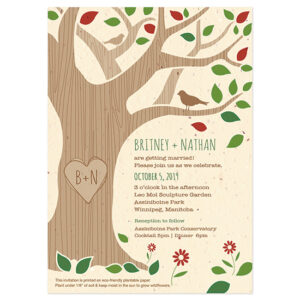 Rustic Tree Plantable Wedding Invitations are printed on biodegradable seed paper so your guests will be able to plant them after.