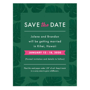 A flower lover's dream, these lush and vibrant Tropical Blooms Plantable Save The Date Cards have NON-GMO seeds within the paper itself that will grow real flowers.