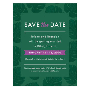 A flower lover's dream, these lush and vibrant Tropical Blooms Plantable Save The Date Cards have NON-GMO seeds within the paper itself that will grow real flowers.