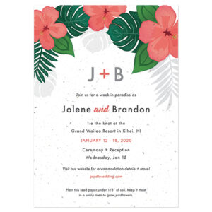 Invite your guests to a wedding in paradise with these beautiful Tropical Blooms Plantable Wedding Invitations that can be planted to grow wildflowers!