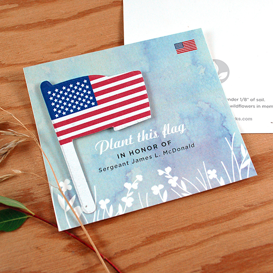 These American Seed Paper Flag Veteran Memorial Cards are an eco-friendly way to honor those who served.