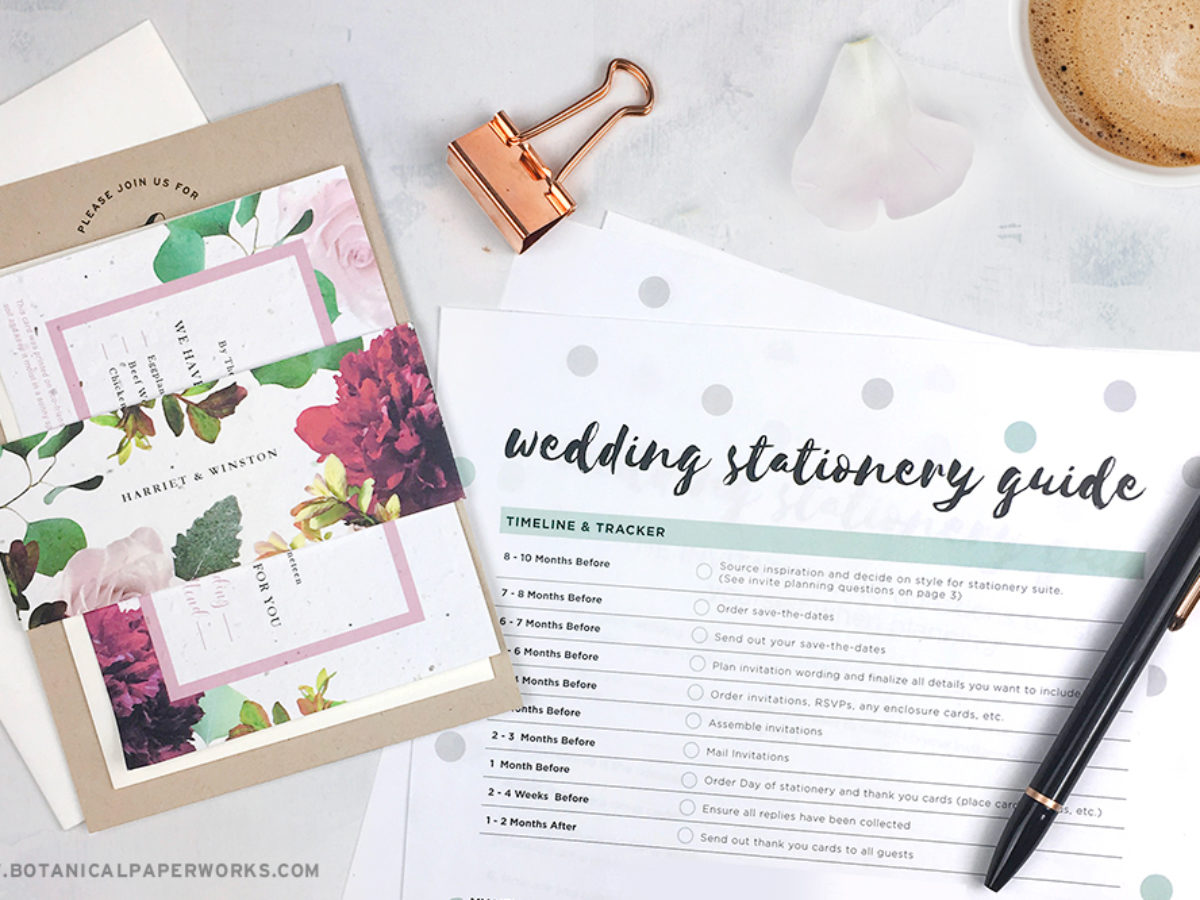 1 Pastel botanical Style 'Louise' wedding invitation bundle stationery sample 