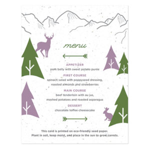 These Wilderness Plantable Menu Cards are printed on carrot paper!